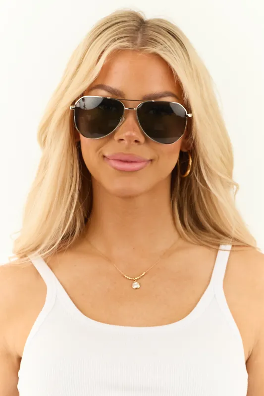 Silver Aviator Frame Jade Tint Lenses Sunglasses sold by Lime Lush