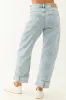 Saige Light Wash High Rise Cuffed Barrel Jeans sold by Lime Lush