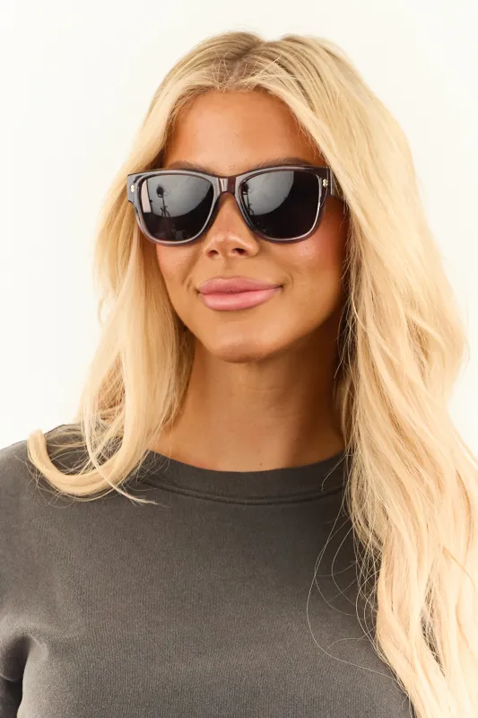 Steel Round Square Frame Dark Cobalt Tint Sunglasses sold by Lime Lush