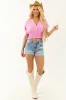 Orchid Smocked V Neckline Half Sleeve Waffle Blouse sold by Lime Lush