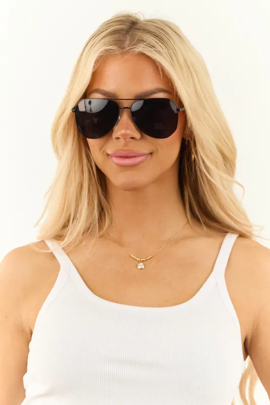 Black Aviator Frame Tortoiseshell Tip Sunglasses sold by Lime Lush
