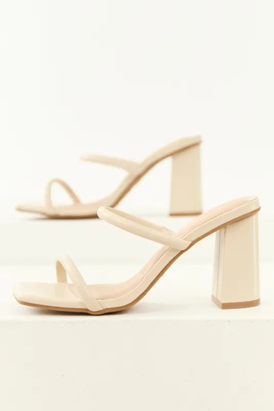 Vanilla Dainty Double Strap Open Toe Block Heels made by Lime Lush