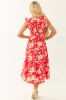 Lipstick V Neck Floral Print Button Down Midi Dress sold by Lime Lush
