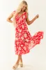 Lipstick V Neck Floral Print Button Down Midi Dress sold by Lime Lush