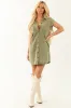 She+Sky Dusty Olive Button Down Denim Shirt Dress sold by Lime Lush