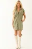 She+Sky Dusty Olive Button Down Denim Shirt Dress sold by Lime Lush