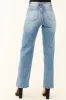 Special A Straight Leg Rhinestone Hem Slit Jeans sold by Lime Lush