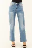 Special A Straight Leg Rhinestone Hem Slit Jeans sold by Lime Lush