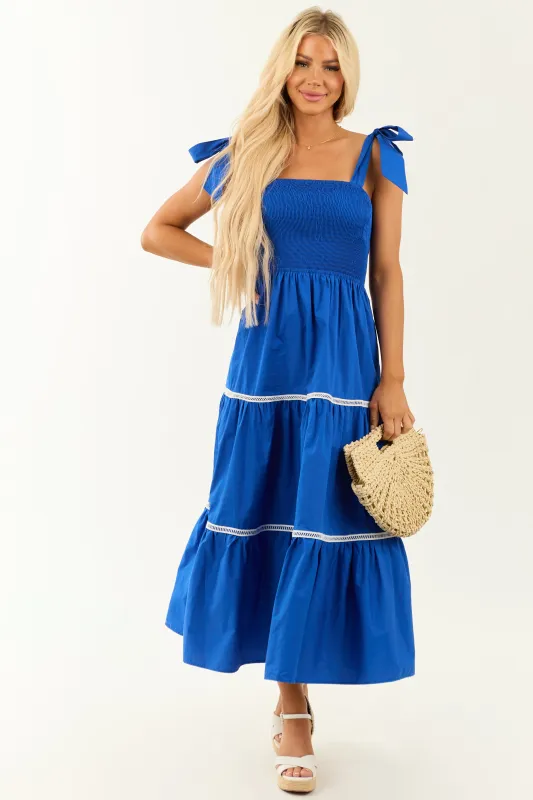 Flying Tomato Cobalt Tie Strap Sleeveless Midi Dress sold by Lime Lush