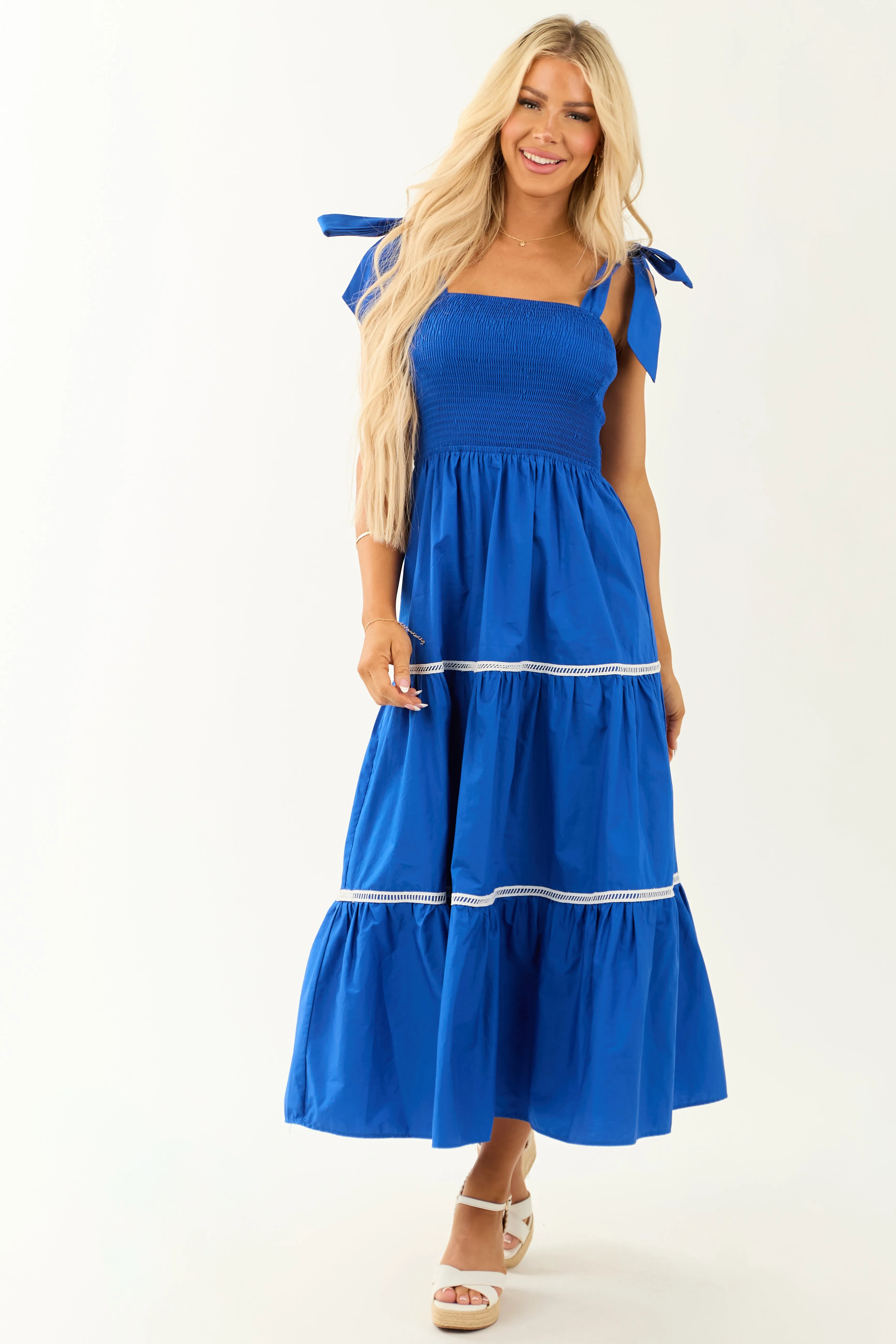 Flying Tomato Cobalt Tie Strap Sleeveless Midi Dress sold by Lime Lush product image thumbnail 2