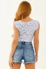Cornflower Floral Print Front Slit Crop Tank Top sold by Lime Lush