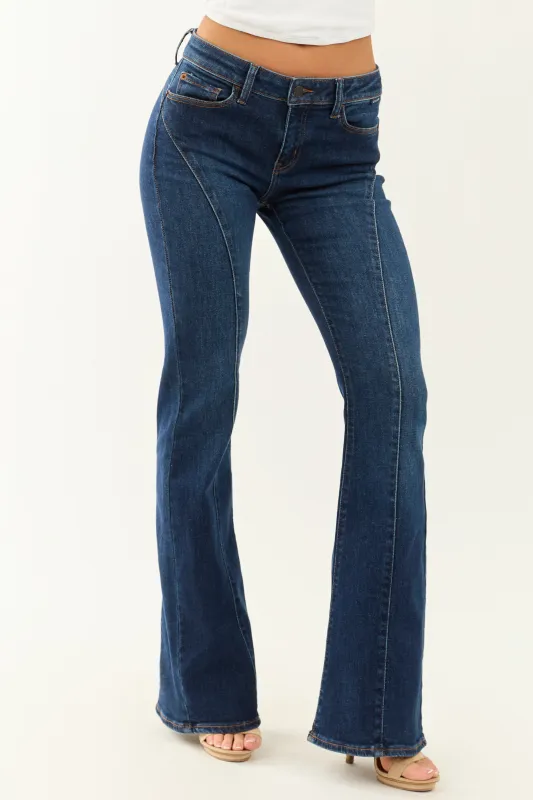 Cello Dark Wash Stretchy Low Rise Flare Jeans sold by Lime Lush