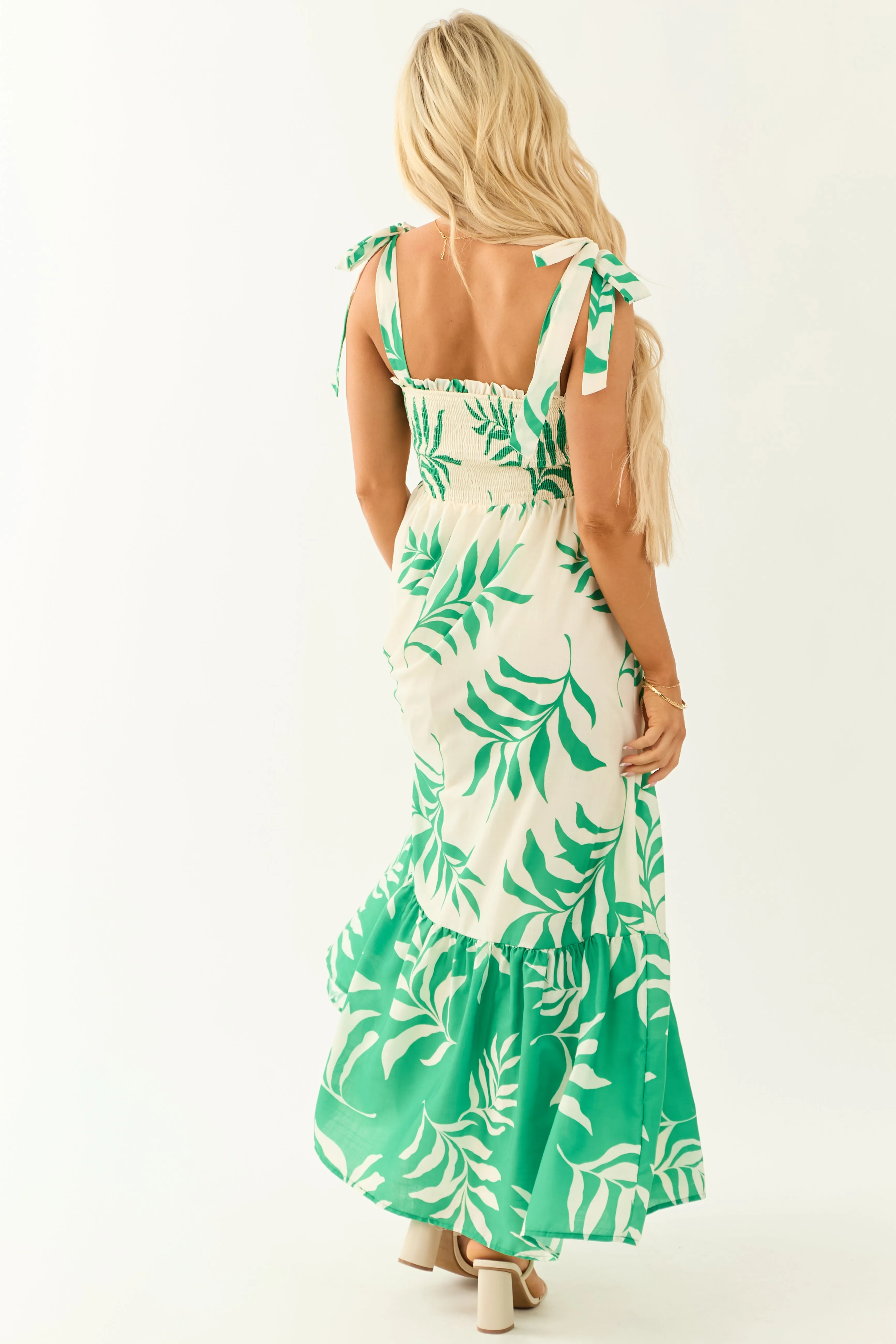 Flying Tomato Cream Leaf Print Sleeveless Maxi Dress sold by Lime Lush product image thumbnail 5