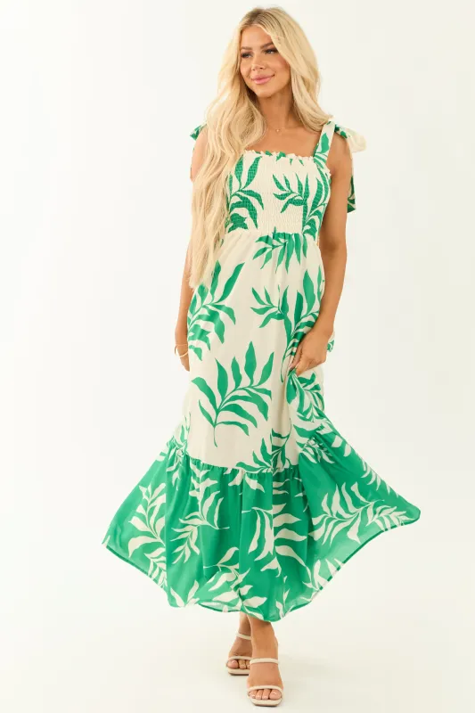 Flying Tomato Cream Leaf Print Sleeveless Maxi Dress sold by Lime Lush