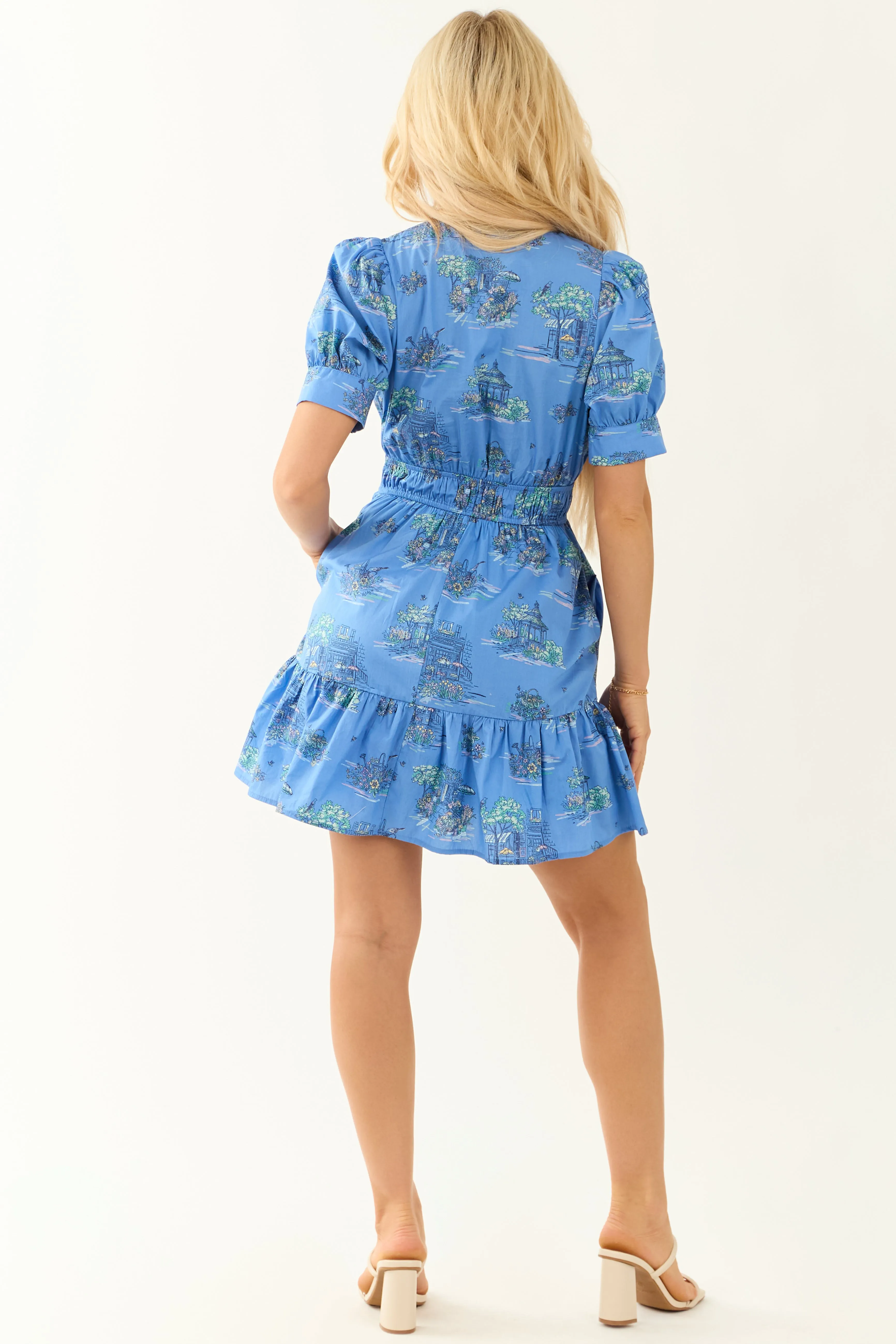 Cornflower Abstract Print Short Sleeve Mini Dress sold by Lime Lush product image thumbnail 5