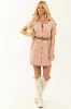 She+Sky Dusty Blush Button Down Denim Shirt Dress sold by Lime Lush