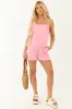 Light Punch Soft Overalls Romper with Tie Straps sold by Lime Lush