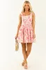 Cream Floral Print Corset Style Sleeveless Mini Dress sold by Lime Lush