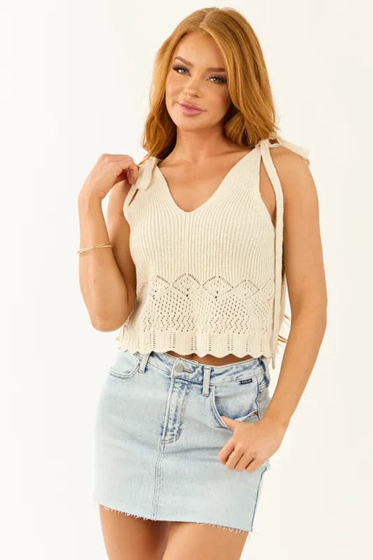 Coconut V Neckline Sleeveless Shoulder Tie Top sold by Lime Lush