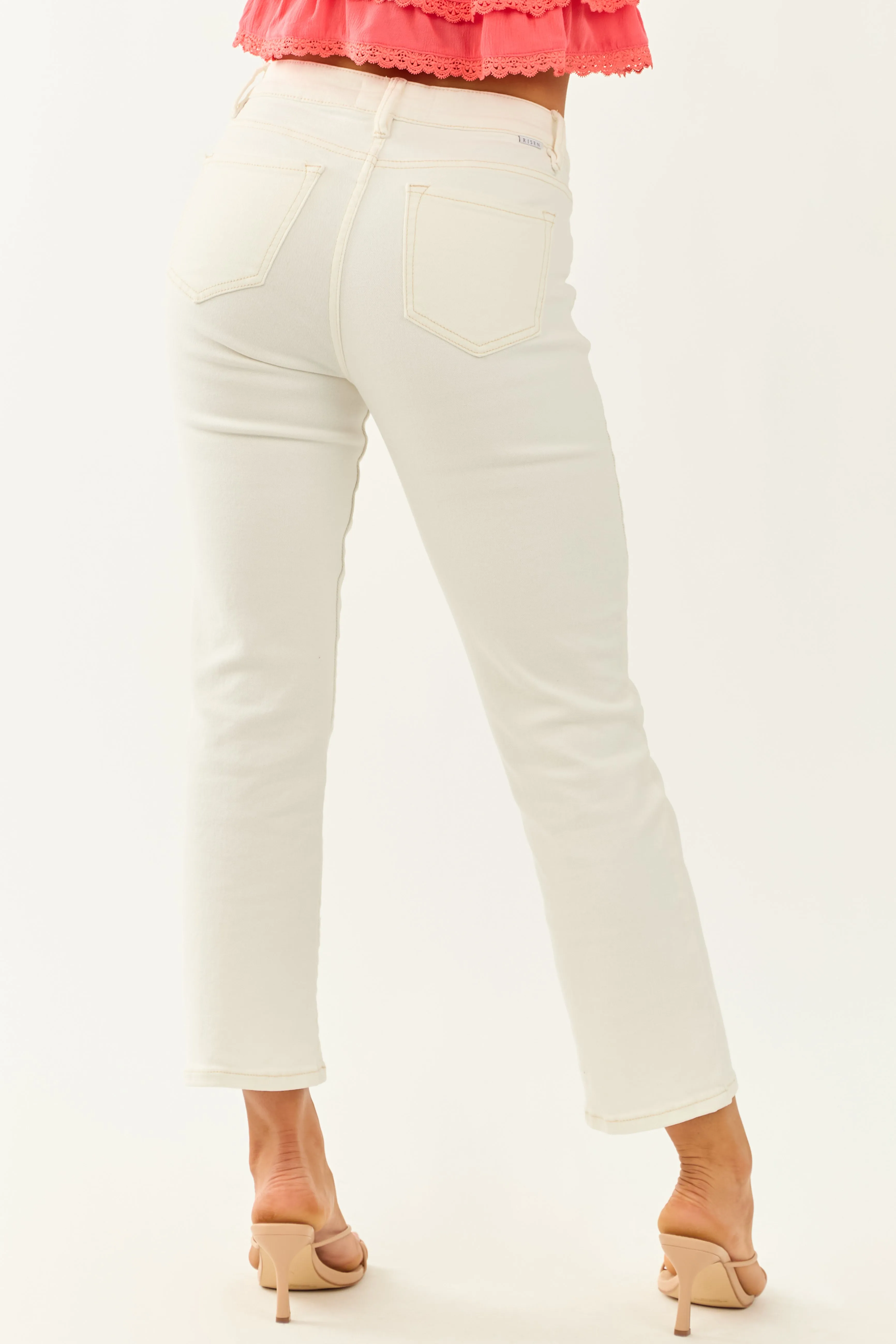 Risen White Wash Denim Straight Stretchy Jeans sold by Lime Lush product image thumbnail 5
