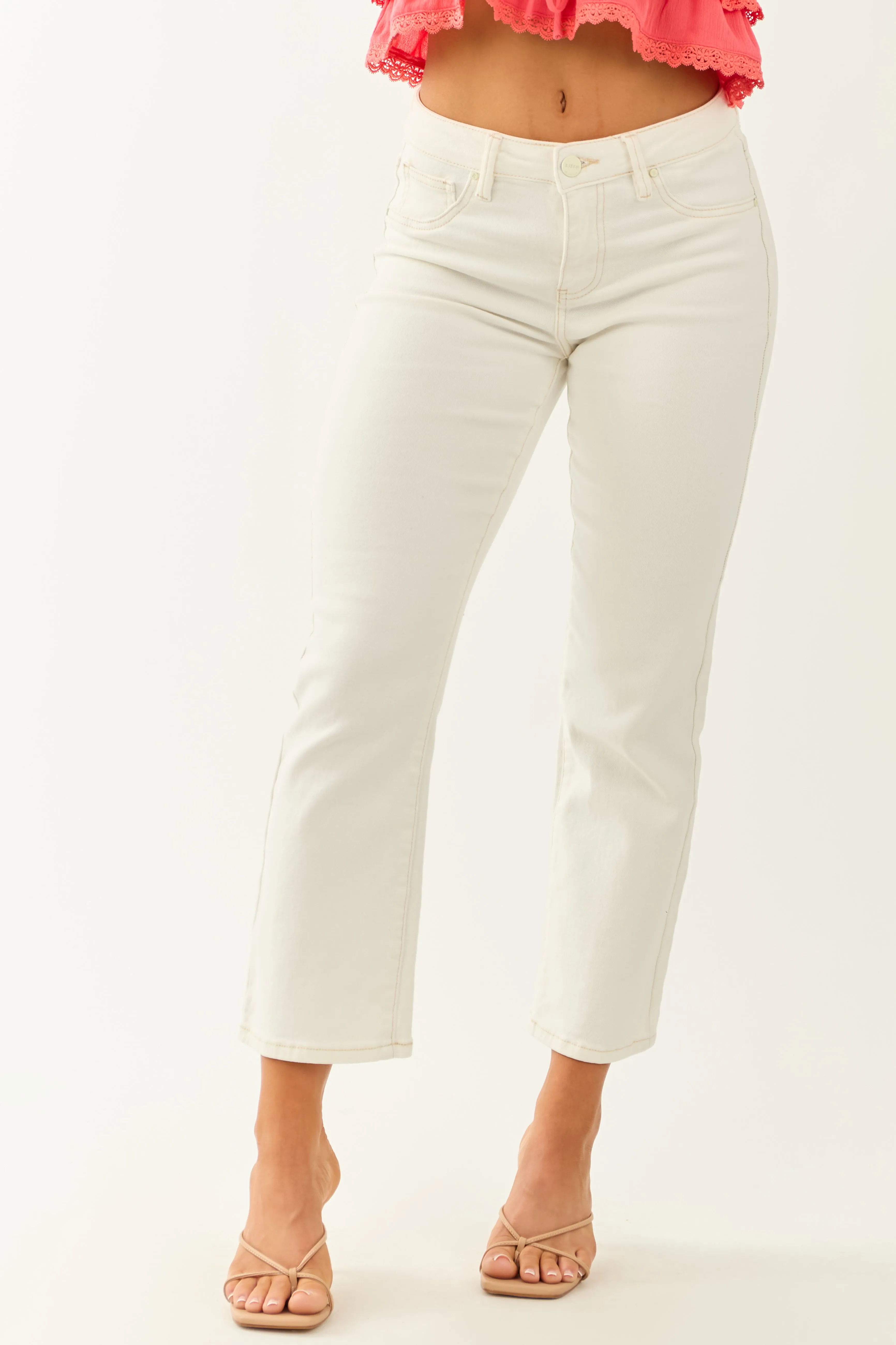 Risen White Wash Denim Straight Stretchy Jeans sold by Lime Lush product image thumbnail 2