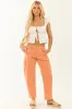 Risen Melon High Rise Cuffed Stretchy Barrel Jeans sold by Lime Lush