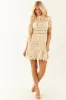 Cream Eyelash Lace Overlay Mock Neck Mini Dress sold by Lime Lush