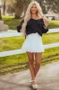 Off White Eyelet Lace Scalloped Hem Mini Skirt sold by Lime Lush