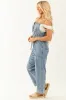 Medium Wash Square Neck Wide Leg Overalls Jumpsuit sold by Lime Lush