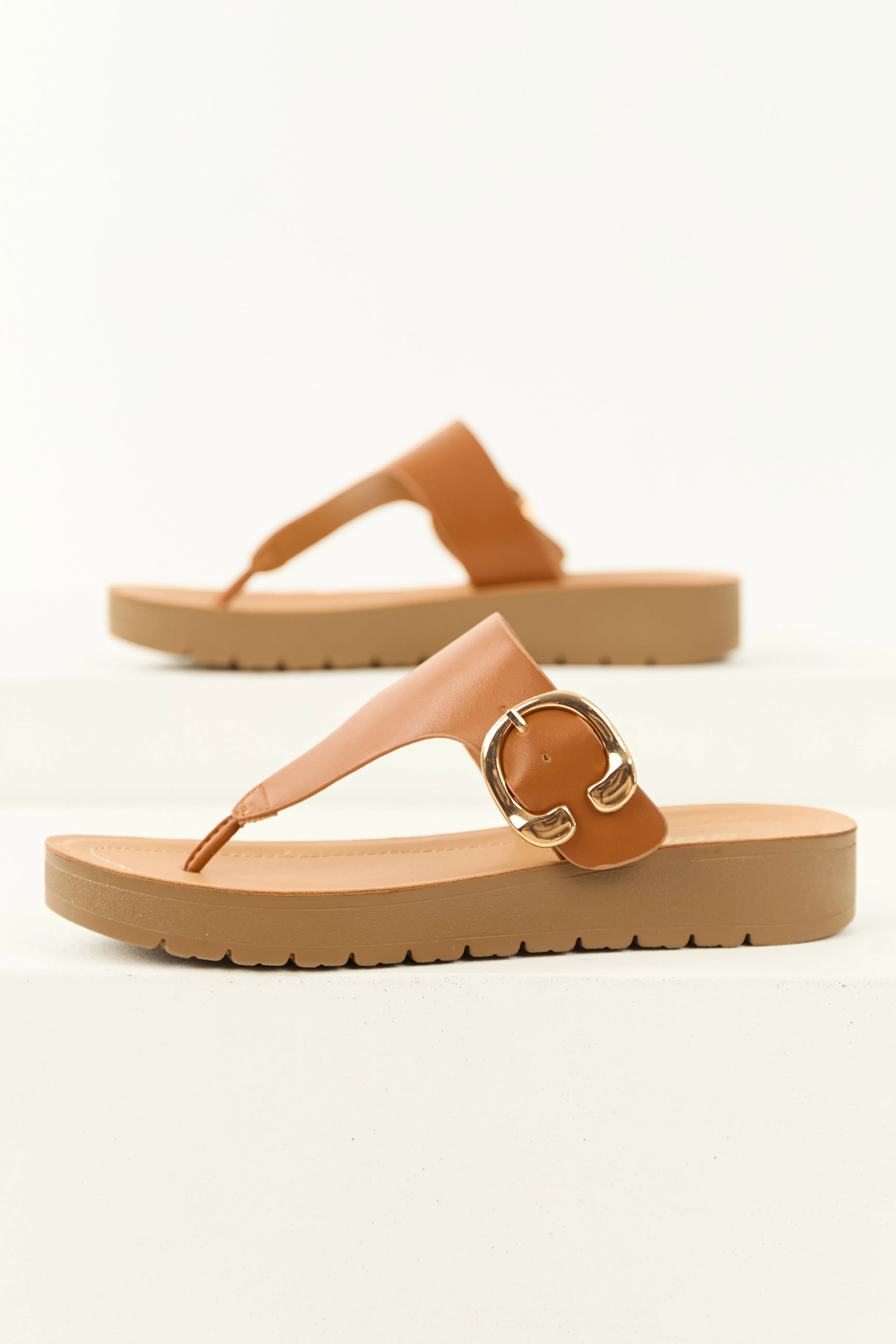 Cinnamon Low Platform Thong Sandals sold by Lime Lush