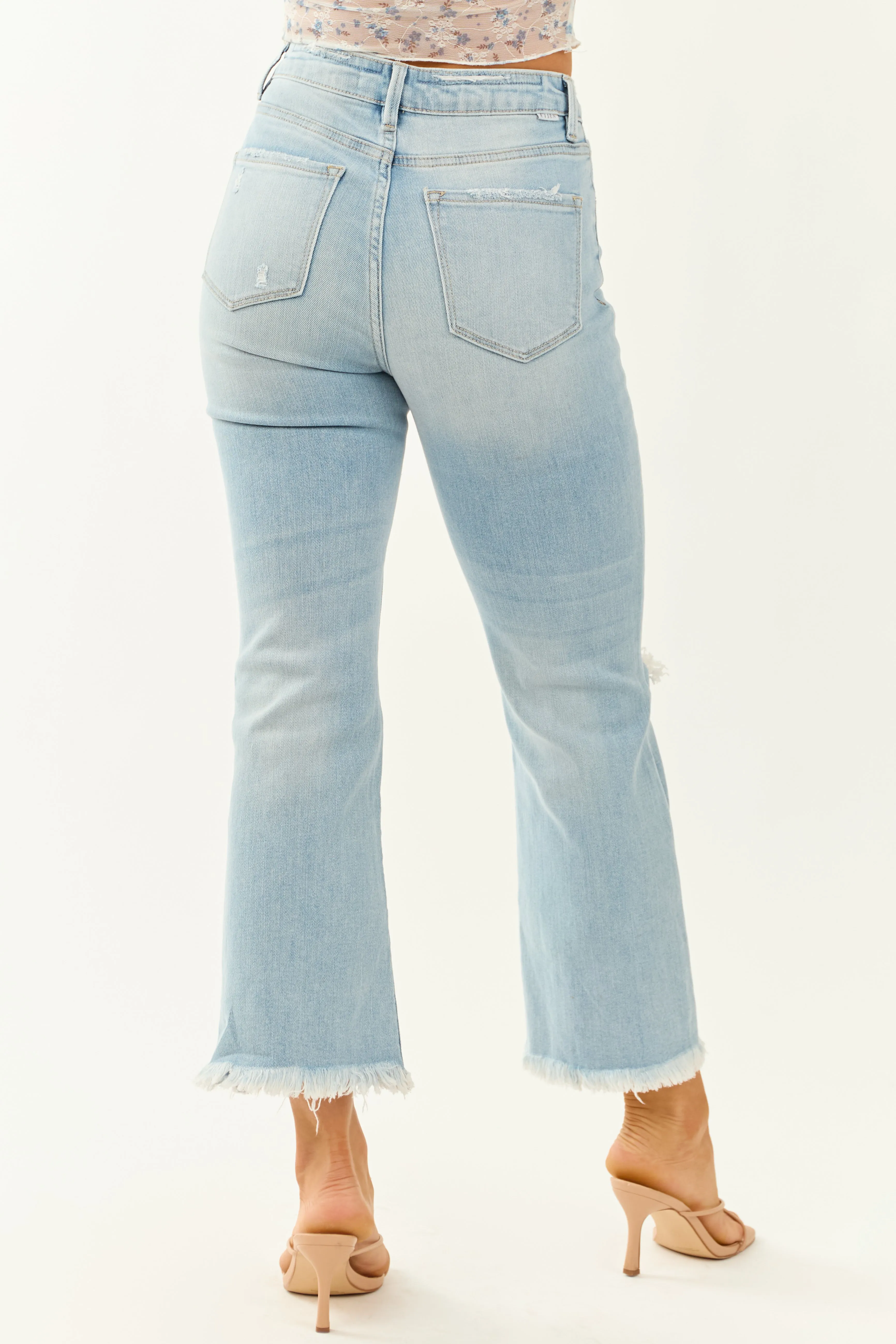 Risen Light Wash Stretchy Straight Leg Jeans sold by Lime Lush product image thumbnail 5