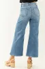 Risen Cropped Frayed Slit Hem Stretchy Wide Jeans sold by Lime Lush