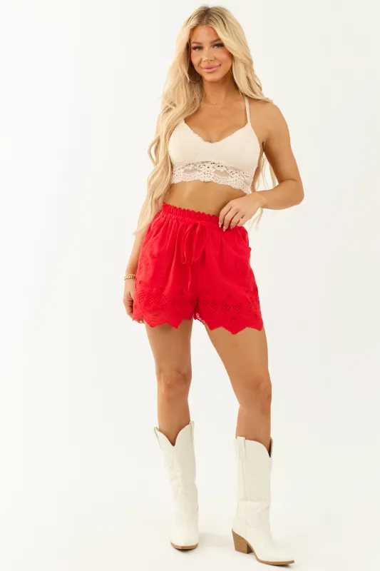 Ruby Eyelet Lace Drawstring Shorts made by Lumiere