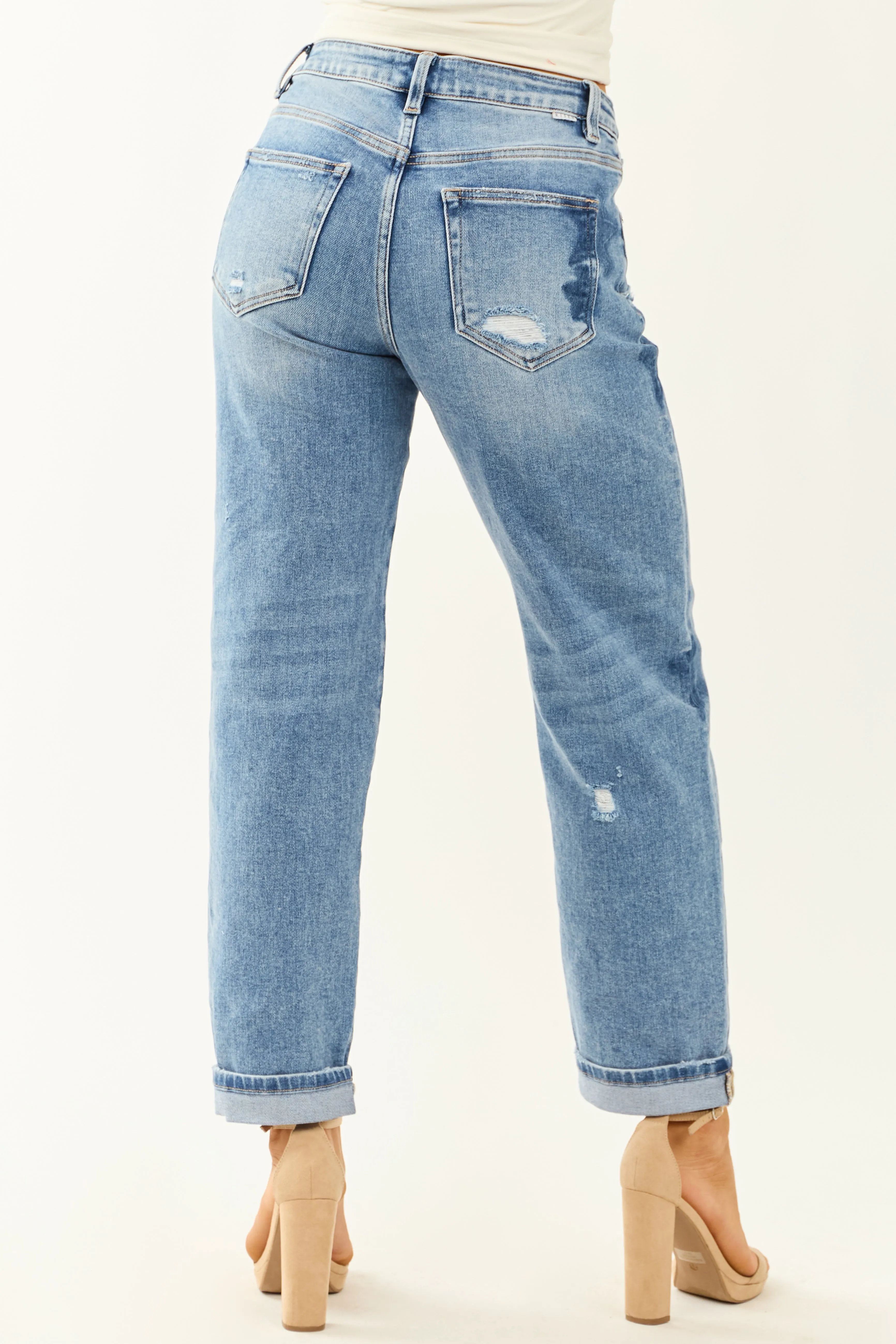 Risen Stretchy Medium Wash Star Boyfriend Jeans sold by Lime Lush product image thumbnail 4