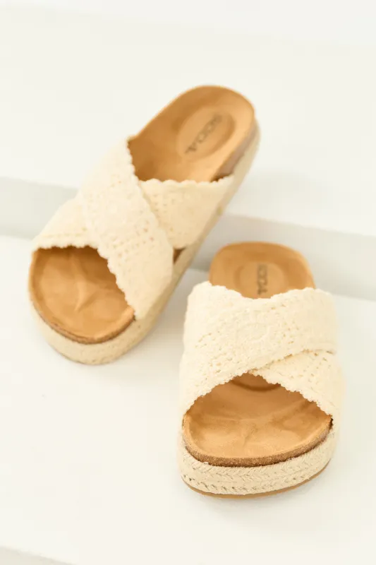 Vanilla Crochet Strap Espadrille Platform Sandals sold by Lime Lush