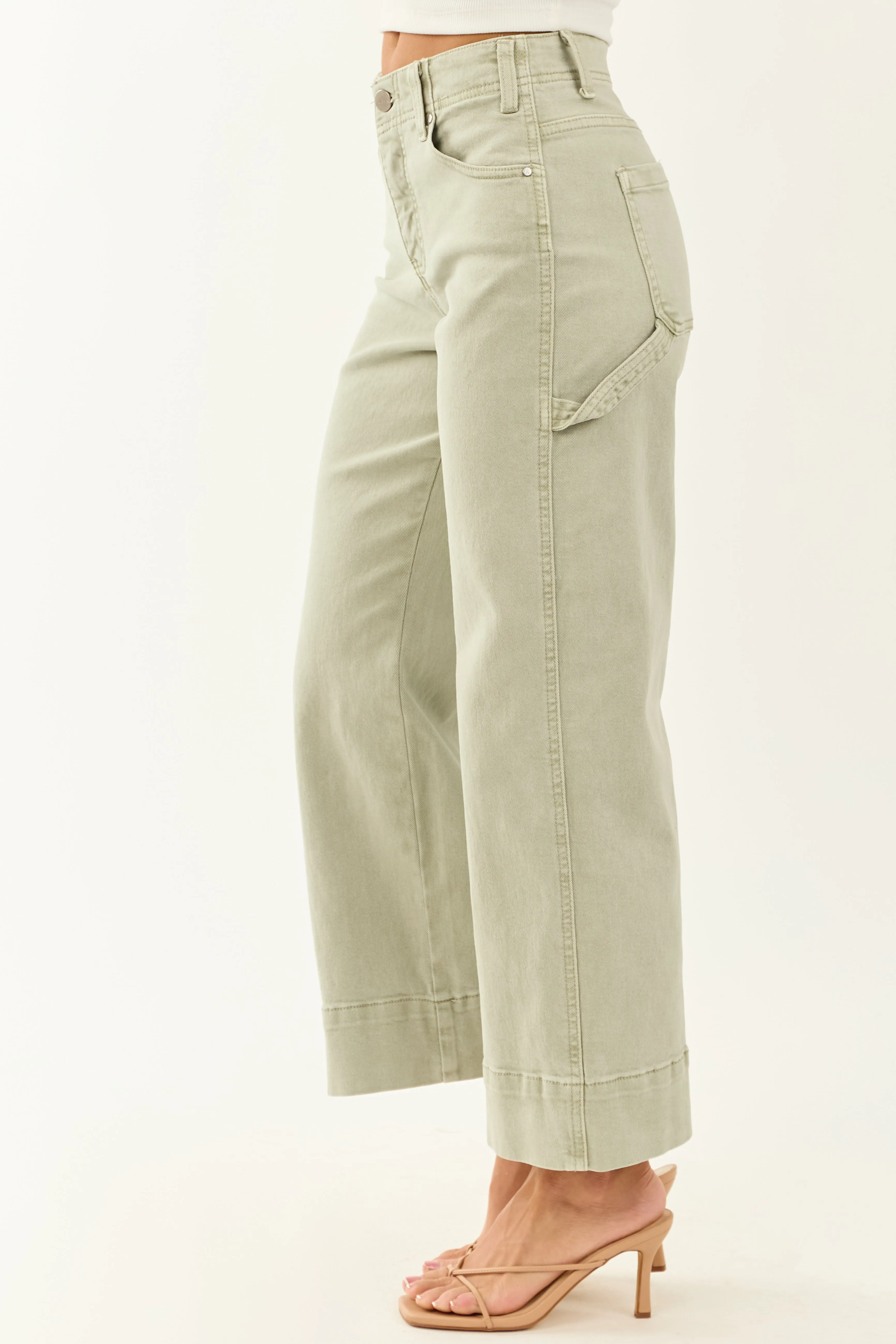 Risen Sage Tummy Control Stretchy Wide Leg Jeans sold by Lime Lush product image thumbnail 3