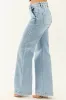 Risen Light Wash Stretchy Wide Leg Jeans sold by Lime Lush