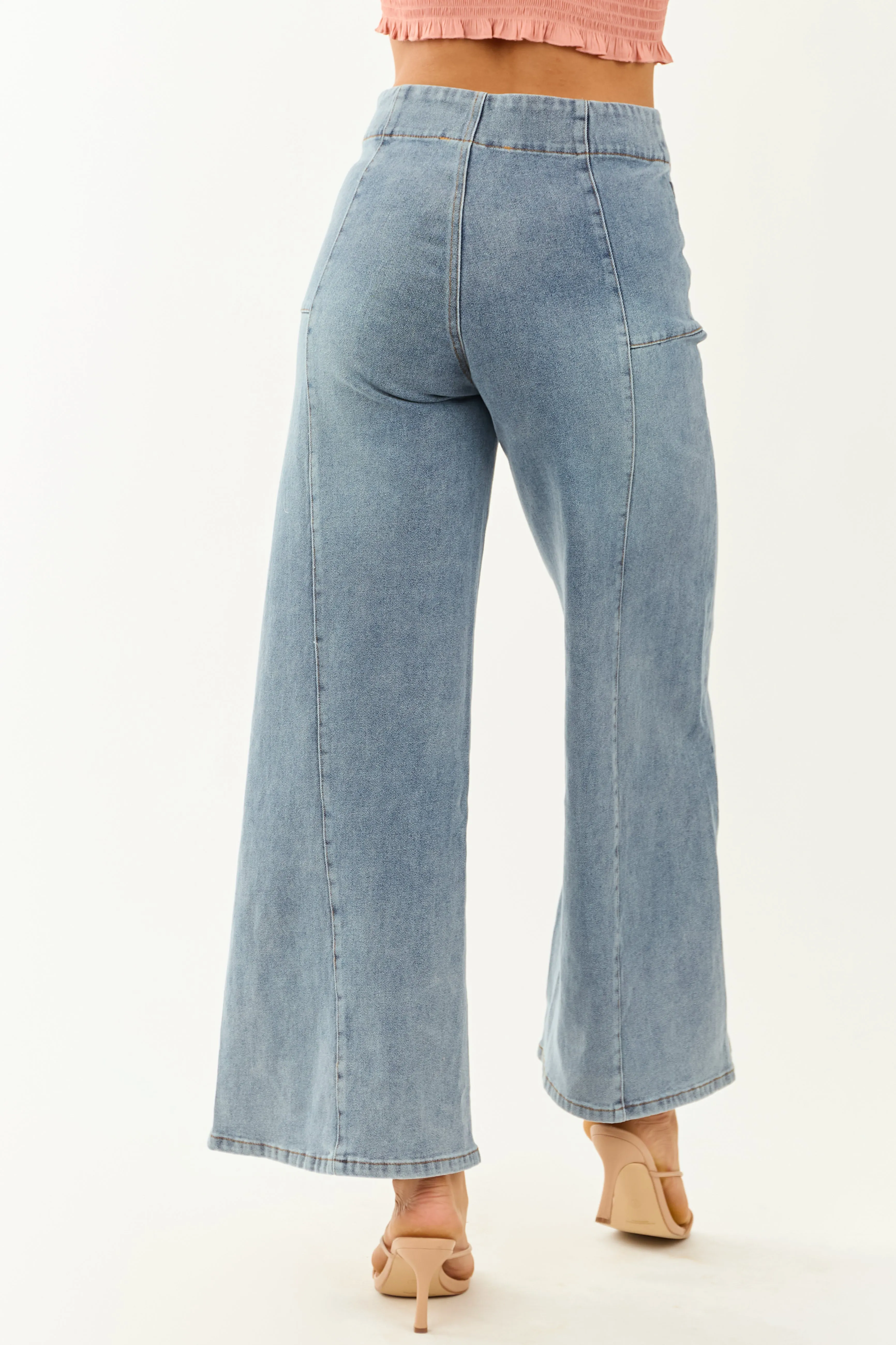 Medium Wash Super Wide Leg Semi-Stretchy Jeans sold by Lime Lush product image thumbnail 4