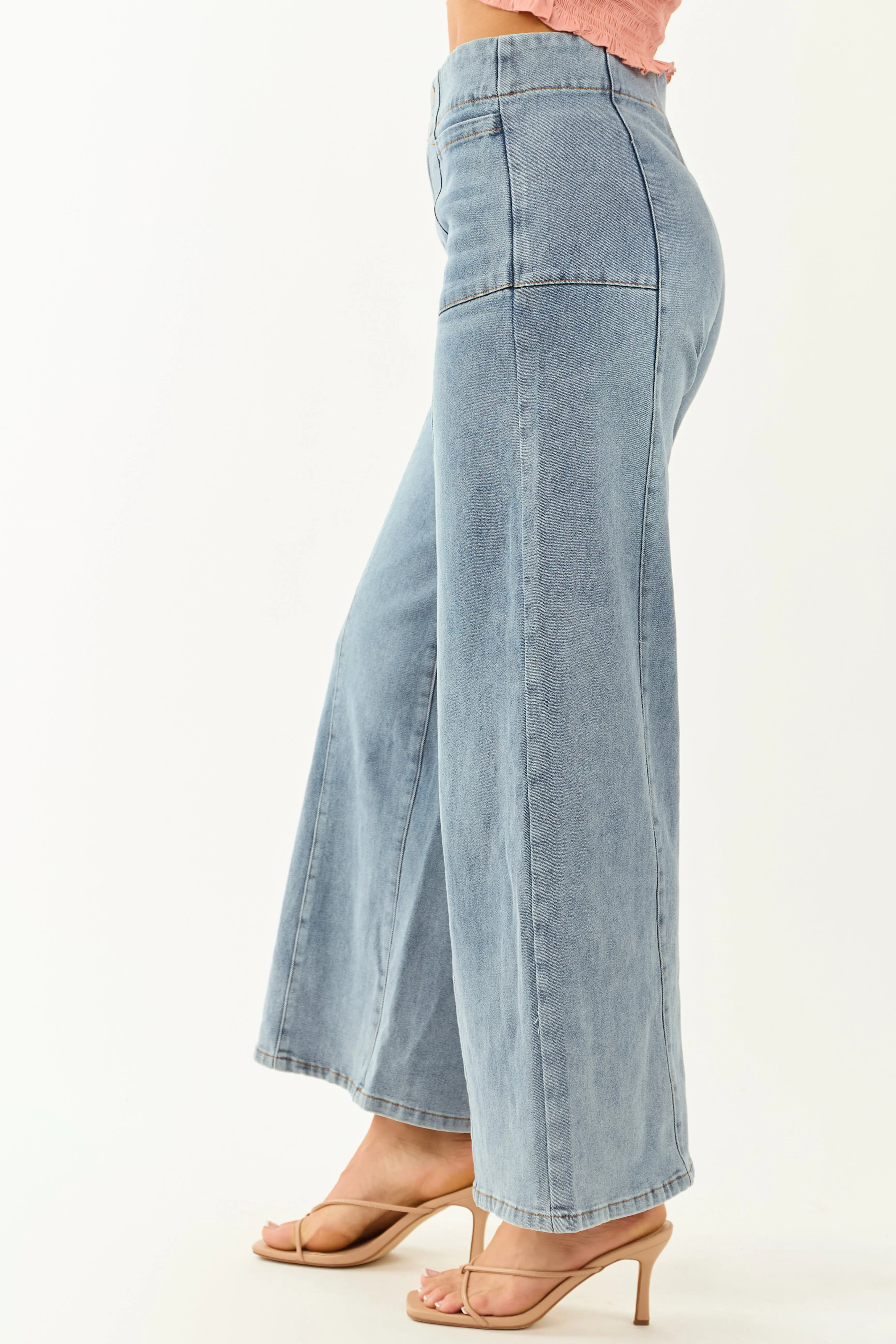 Medium Wash Super Wide Leg Semi-Stretchy Jeans sold by Lime Lush product image thumbnail 3