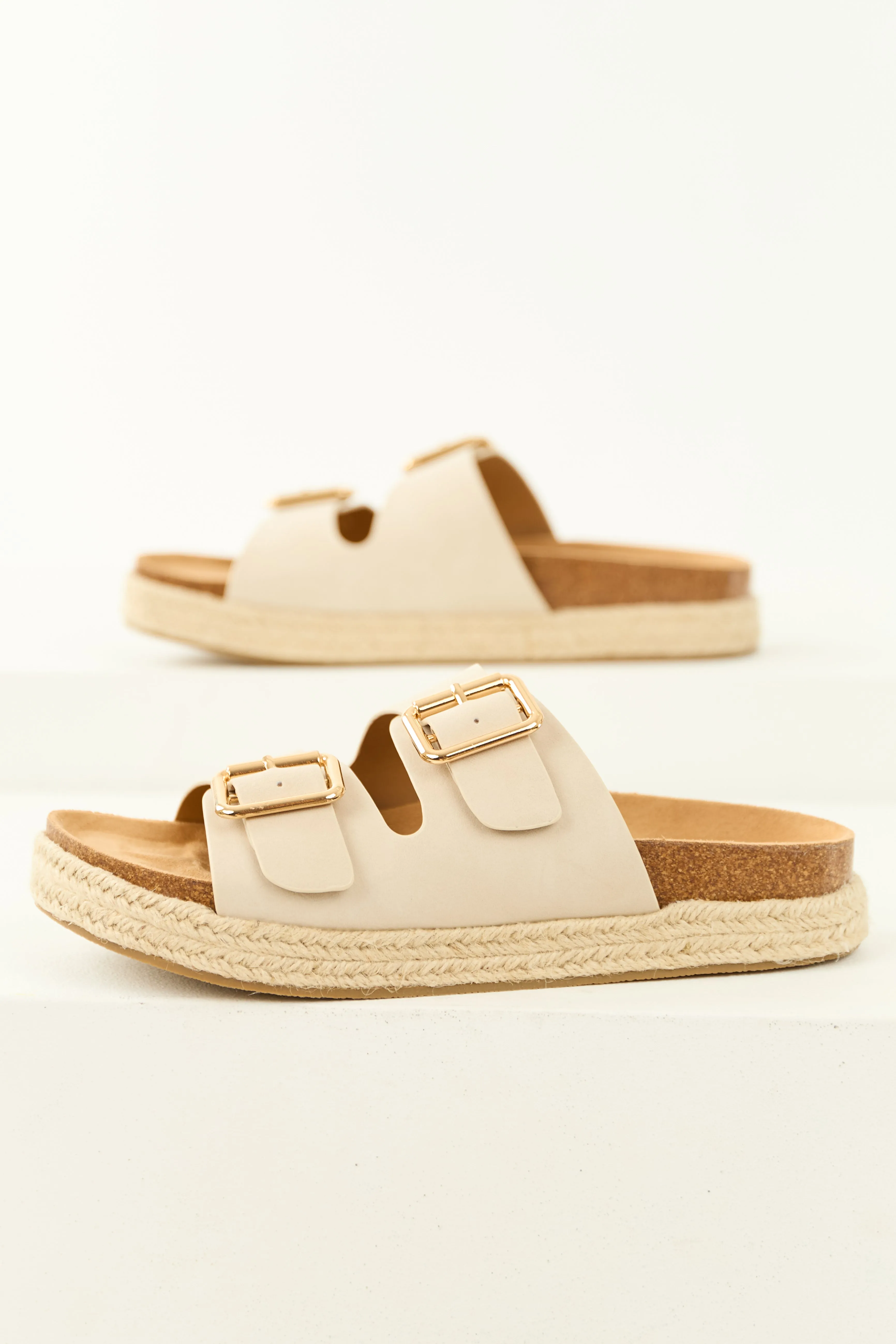 Coconut Espadrille Platform Twin Buckle Sandals sold by Lime Lush product image thumbnail 2