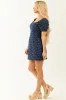 Dark Wash Denim Floral Puff Sleeve Mini Dress sold by Lime Lush