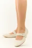 Vanilla Buckle Strap Tapered Square Toe Flats sold by Lime Lush