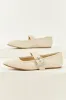 Vanilla Buckle Strap Tapered Square Toe Flats sold by Lime Lush
