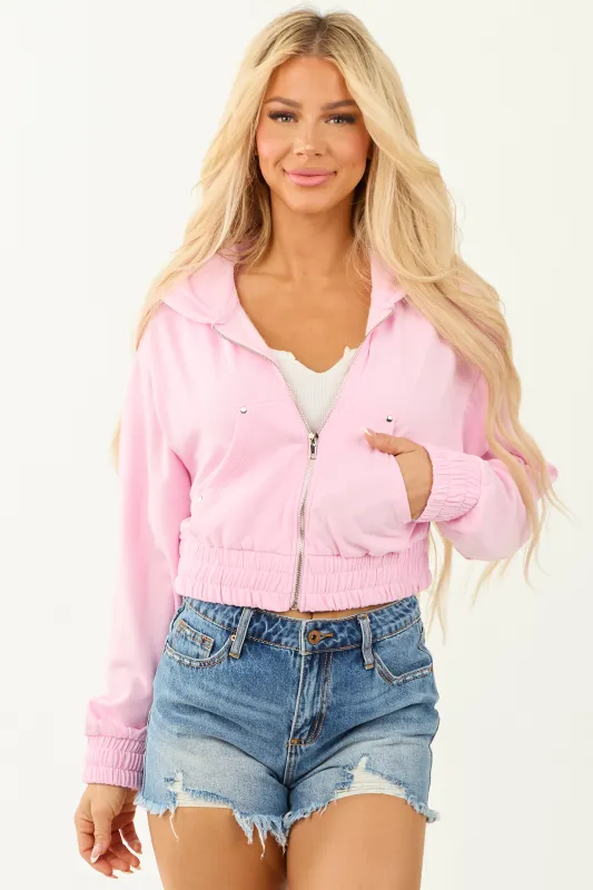 Carnation Zip Up Long Sleeve Hooded Jacket sold by Lime Lush