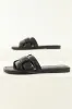 Black Interlaced Faux Leather Strap Sandals sold by Lime Lush