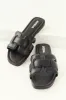 Black Interlaced Faux Leather Strap Sandals sold by Lime Lush