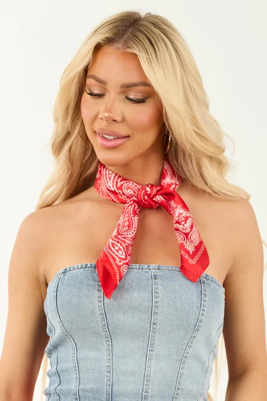 Ruby Paisley Multi Print Satin Bandana sold by Lime Lush