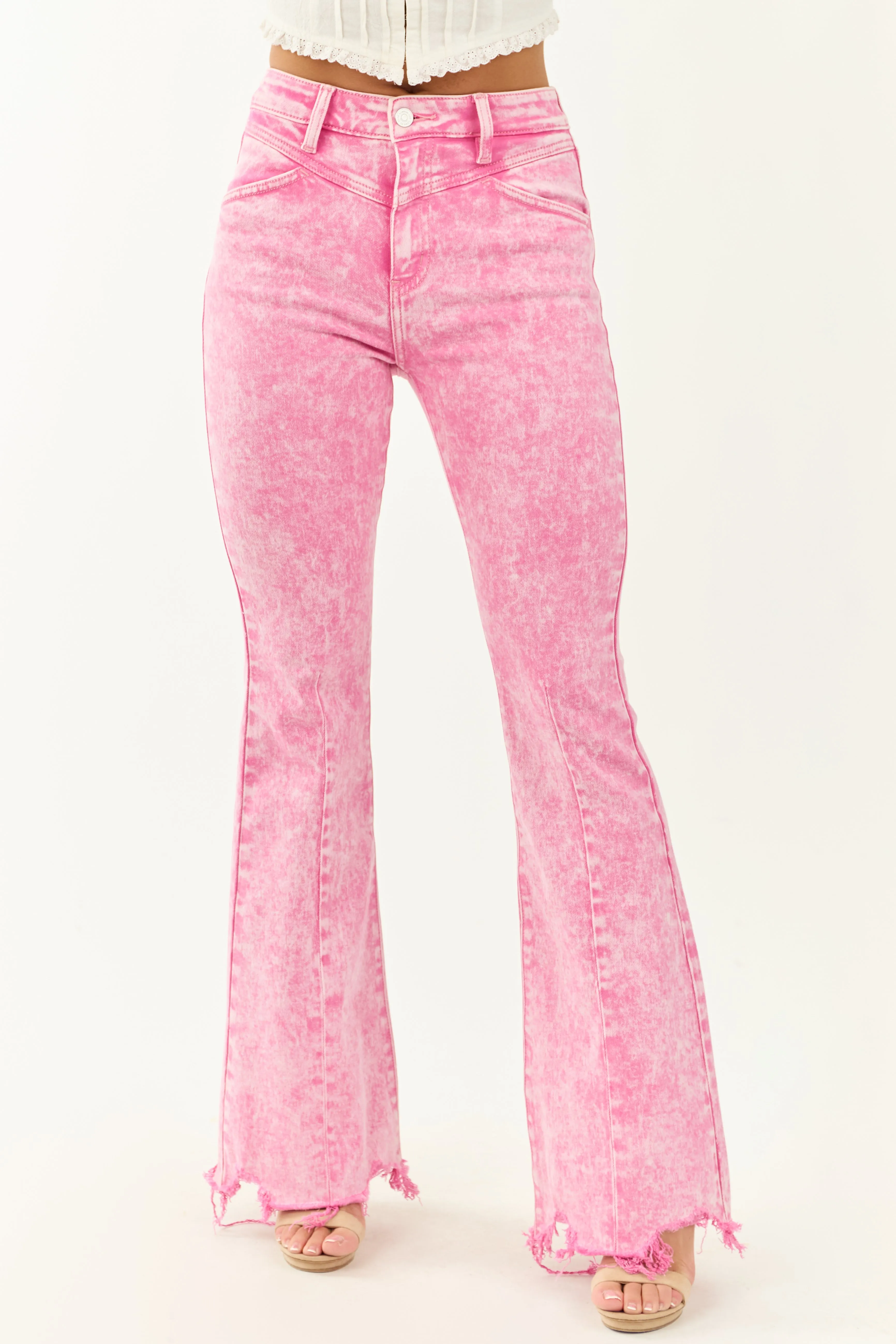KanCan Bubblegum Acid Wash Soft Stretchy Flare Jeans sold by Lime Lush