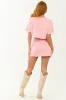 Carnation Short Sleeve Crop Top and Skort Set sold by Lime Lush