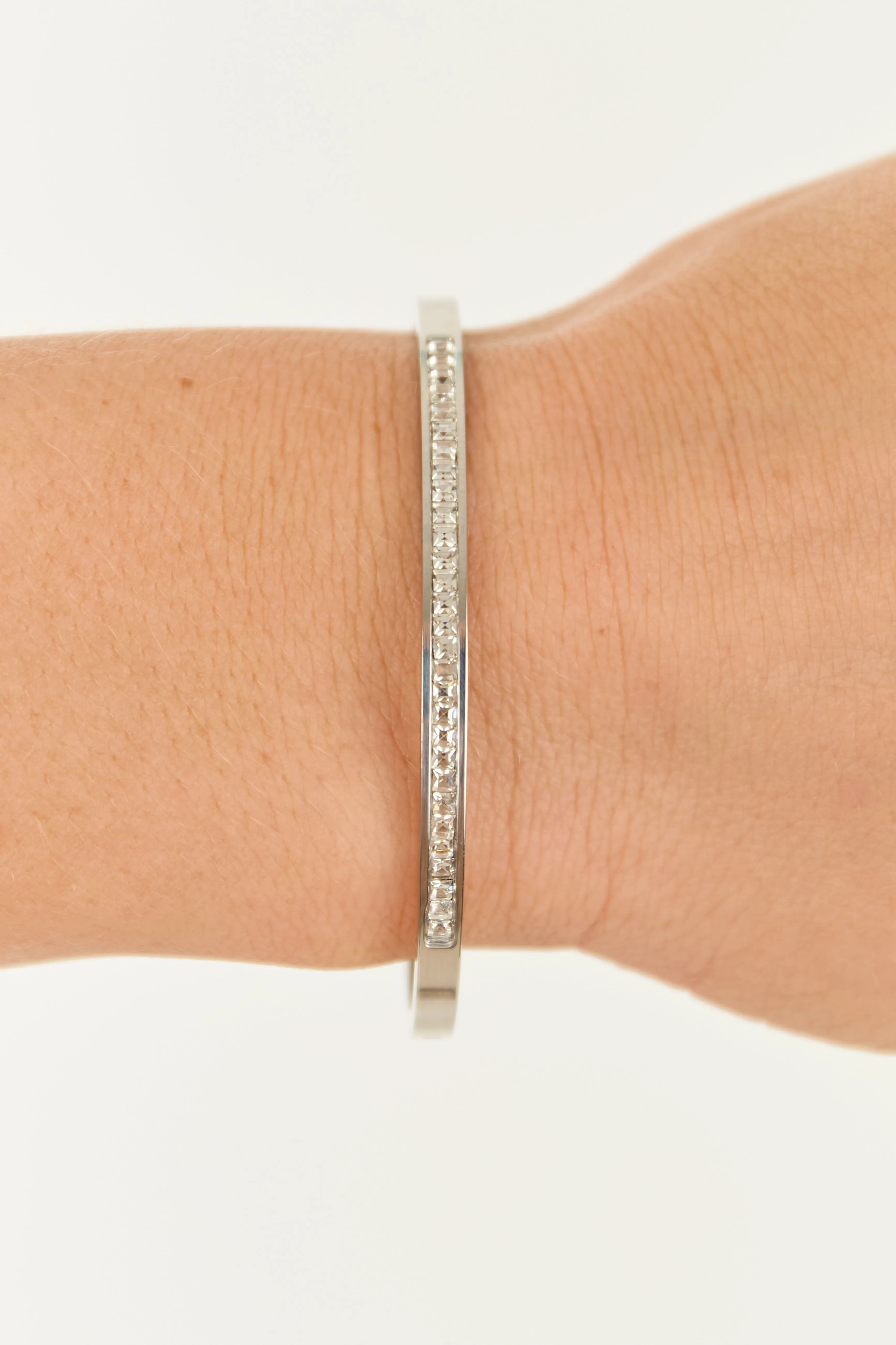 Silver Rhinestone Studded Bracelet sold by Lime Lush
